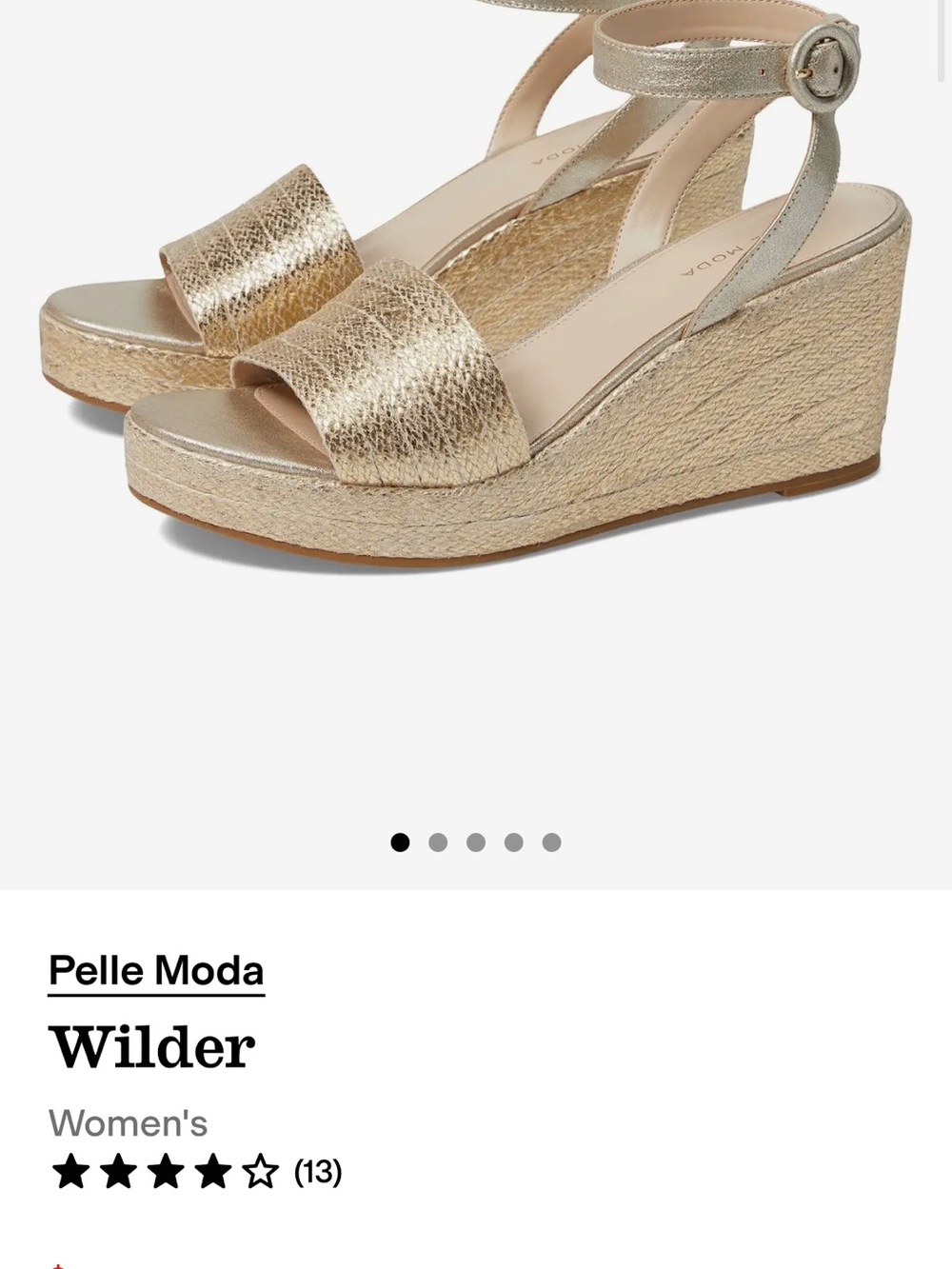 Pelle Moda Metallic Gold Espadrille Wedge Sandals